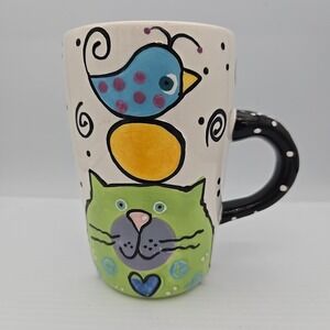 Cat & Bird Ceramic Oversized Mug Love Joanne by Joanne Delomba‎ for Lotus